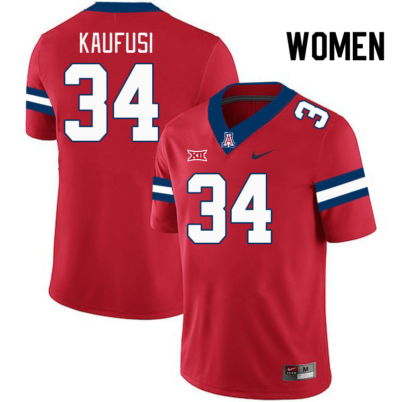 Women #34 Ammon Kaufusi Arizona Wildcats Big 12 Conference College Football Jerseys Stitched-Red